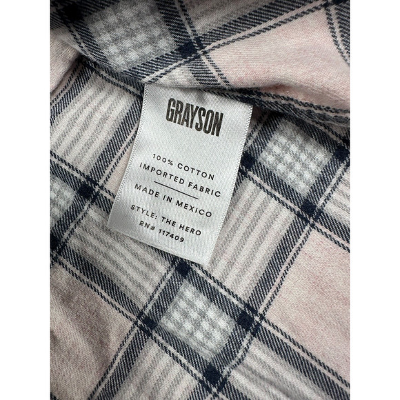 Grayson Shirt Womens Large The Hero Button Up Long Sleeve Cotton Pink Blue Plaid - Picture 6 of 7